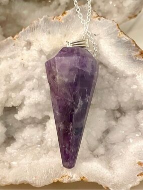 Purple Amethyst Silver Pendant Necklace